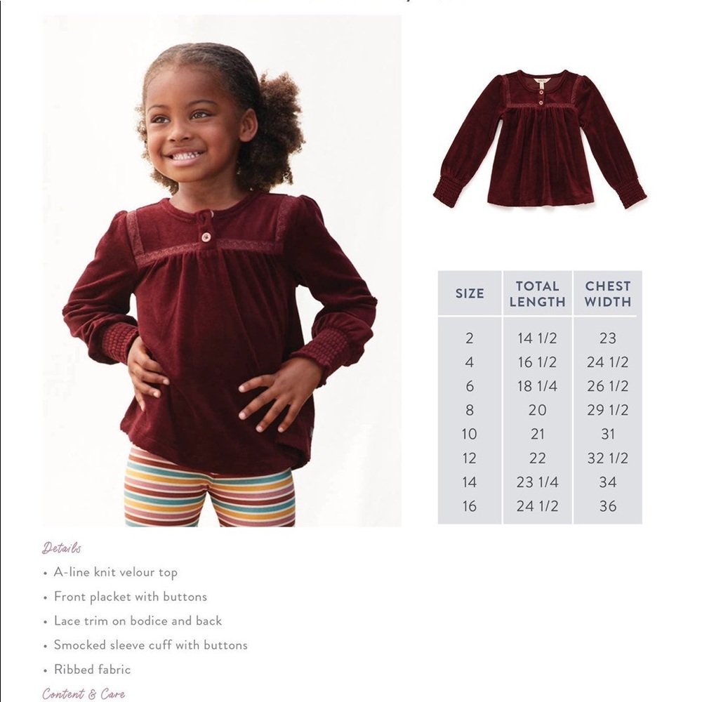 Size 4 Matilda Jane Bronwyn Maroon Velour top